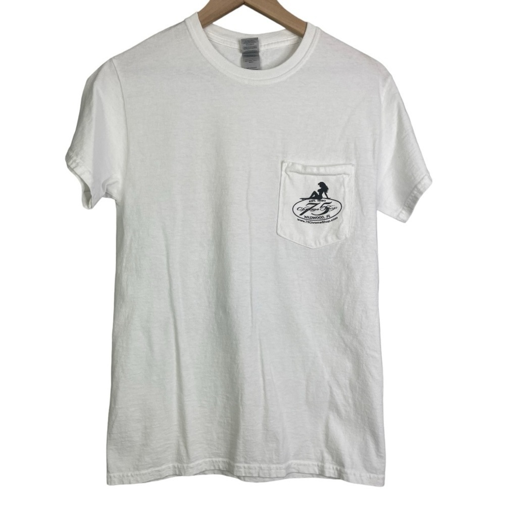Gildan Men’s White Wildwood, FL Graphic Pocket T-shirt